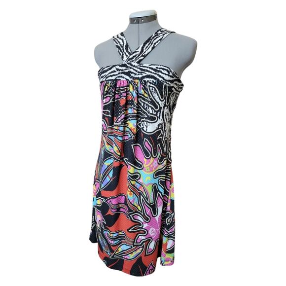Halter Sequin Beach Stretch Dress Size Medium Multicolor Bold - Picture 3 of 10